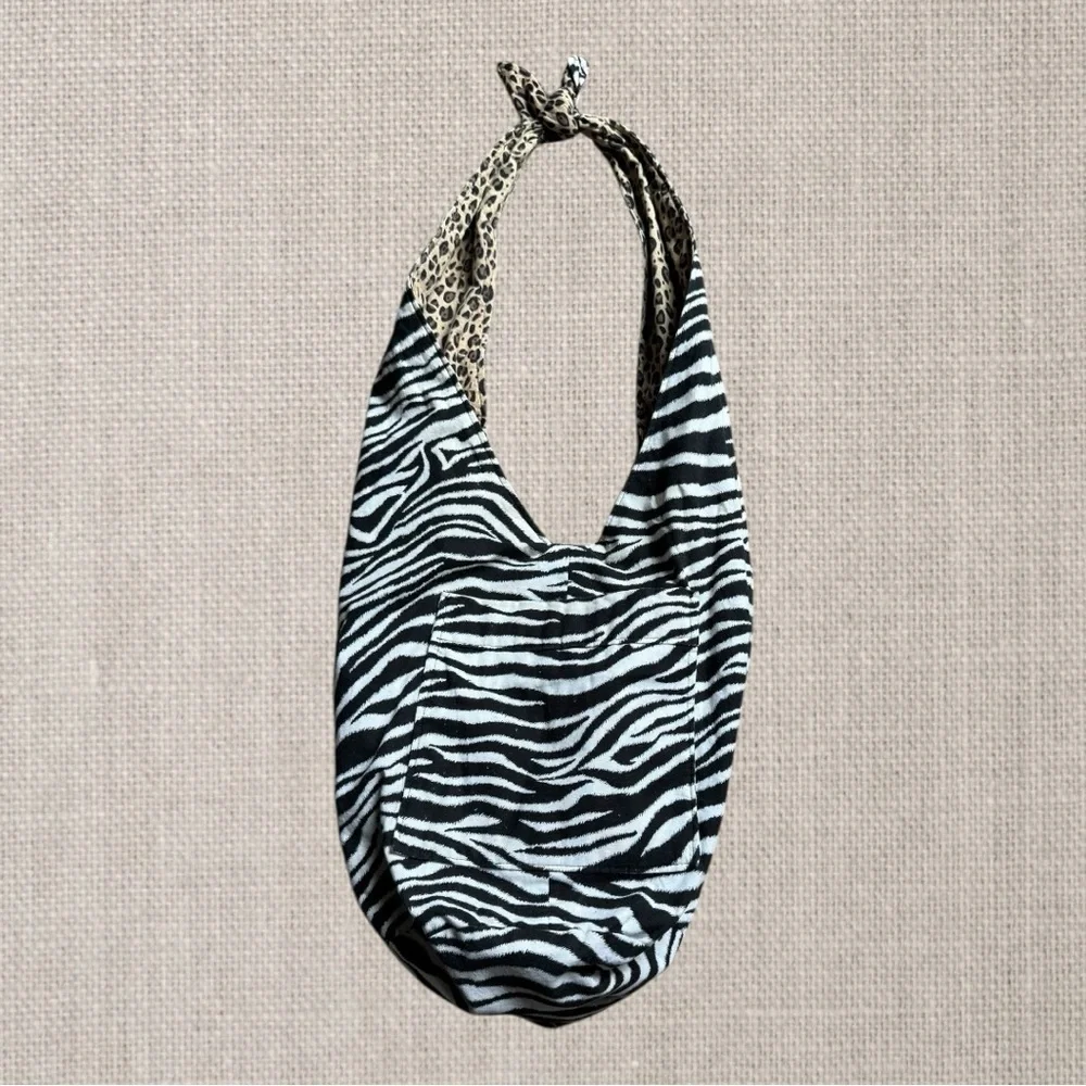 Hand-Crafted Reversible Hobo Bag with Button Closure